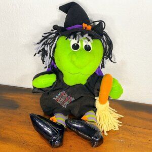 SoftKins Witch Halloween 12” With Broom & Hat Gibson Greeting Vintage Plush